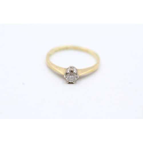 108 - 18ct gold diamond solitaire ring (1.8g) Size L