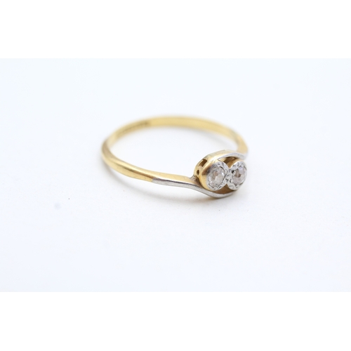 117 - 18ct gold diamond moi et toi ring (2.1g) Size R