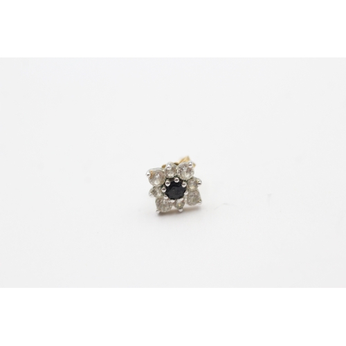 164 - 9ct gold sapphire and cubic zirconia stud earrings (1.4g)