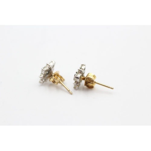 164 - 9ct gold sapphire and cubic zirconia stud earrings (1.4g)