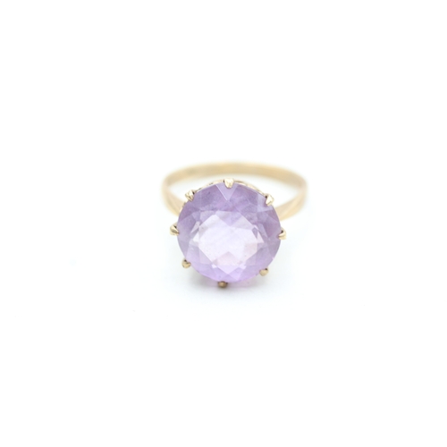 171 - 9ct gold vintage amethyst set cocktail ring (3.1g) Size N