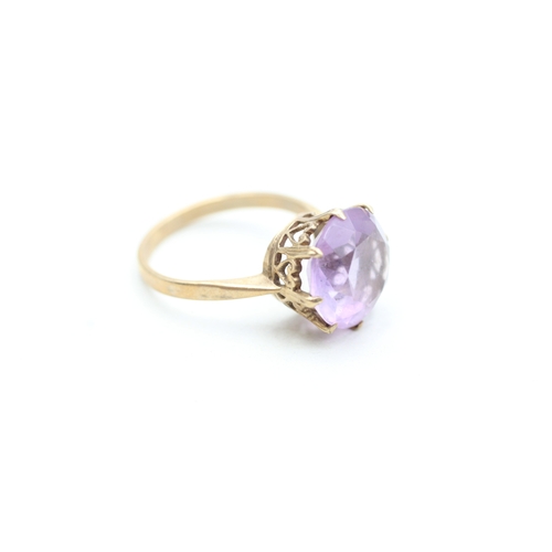 171 - 9ct gold vintage amethyst set cocktail ring (3.1g) Size N