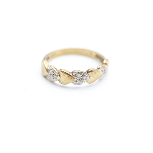 197 - 9ct gold diamond heart shape eternity ring (2.1g) Size Q