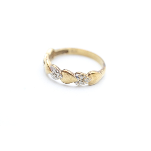 197 - 9ct gold diamond heart shape eternity ring (2.1g) Size Q