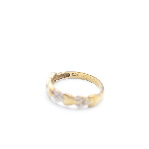 197 - 9ct gold diamond heart shape eternity ring (2.1g) Size Q