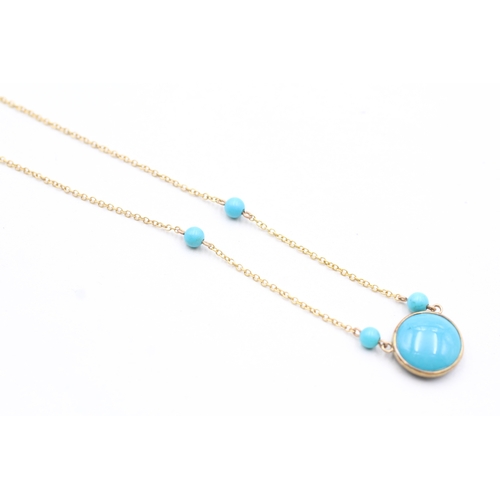 208 - 9ct gold faux turquoise necklace (2.9g)