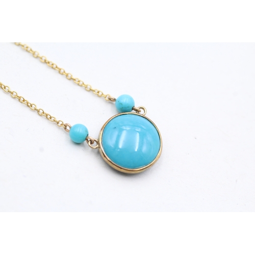 208 - 9ct gold faux turquoise necklace (2.9g)