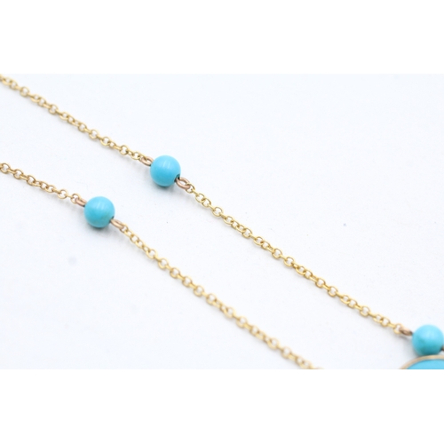 208 - 9ct gold faux turquoise necklace (2.9g)