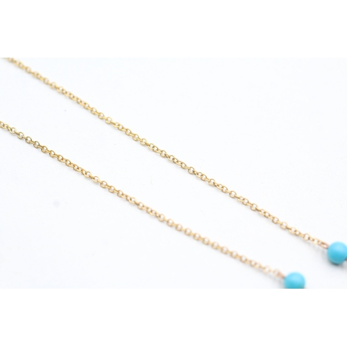 208 - 9ct gold faux turquoise necklace (2.9g)