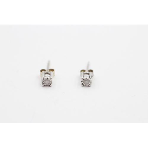 226 - 9ct white gold diamond stud earrings (0.7g)