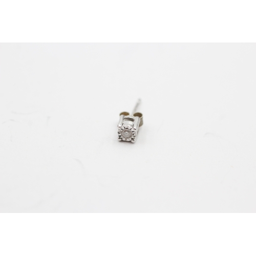 226 - 9ct white gold diamond stud earrings (0.7g)