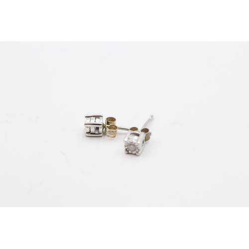 226 - 9ct white gold diamond stud earrings (0.7g)