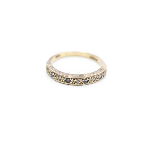 23 - 9ct gold sapphire & diamond half eternity ring (2.5g) Size O 1/2