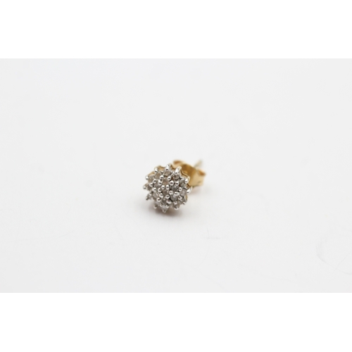 233 - 9ct gold diamond cluster earrings (1.1g)