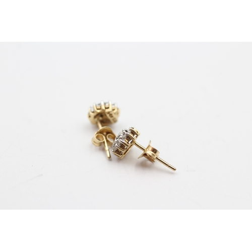 233 - 9ct gold diamond cluster earrings (1.1g)