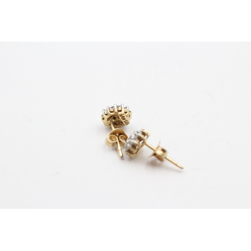 233 - 9ct gold diamond cluster earrings (1.1g)