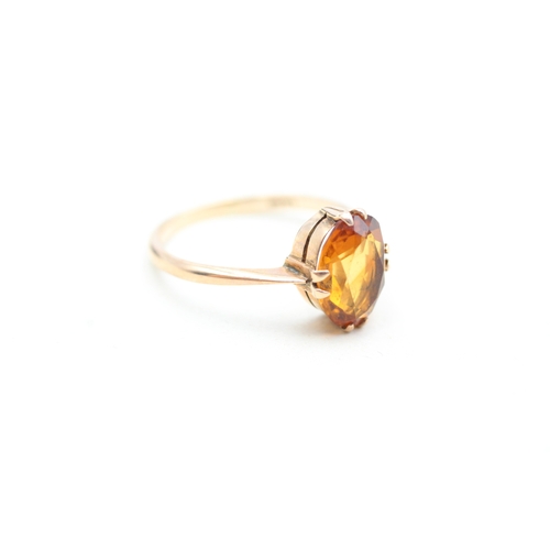 235 - 9ct rose gold antique citrine set solitaire ring (2.1g) Size N 1/2