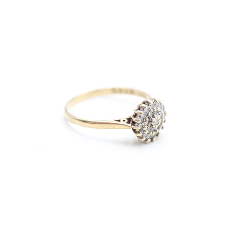 236 - 9ct gold diamond set cluster ring (1.9g) Size O