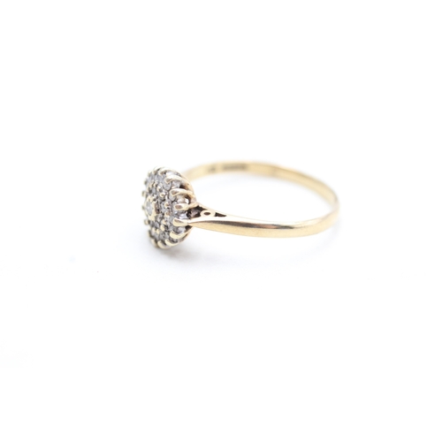 236 - 9ct gold diamond set cluster ring (1.9g) Size O