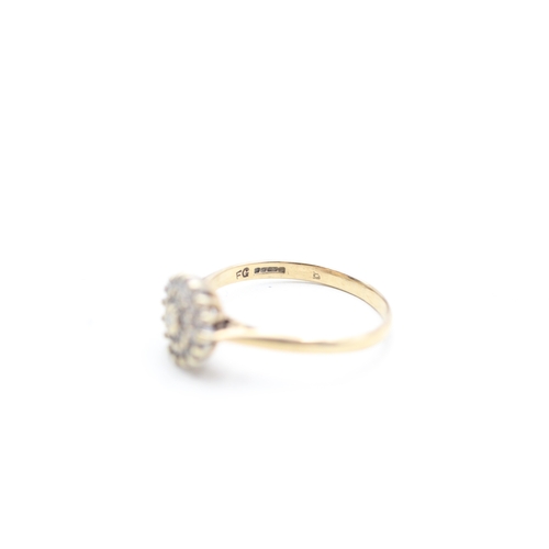 236 - 9ct gold diamond set cluster ring (1.9g) Size O