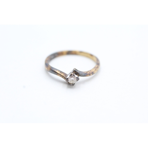 244 - 9ct gold diamond set solitaire ring (1.6g) Size L