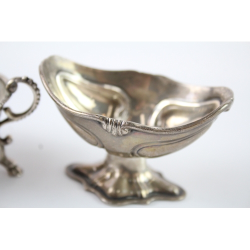 357 - 2 x Antique .925 Sterling Silver Condiment Dishes Inc Art Nouveau (95g)