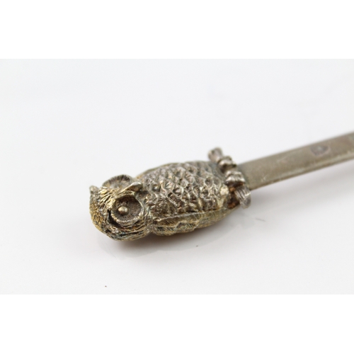 361 - Vintage 1957 Birmingham Sterling Silver Owl Detailed Letter Opener (67g)