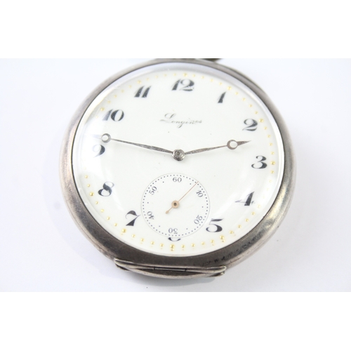 370 - Vintage Longines Grand Prix 800 Silver Pocket Watch Hand-Wind Working