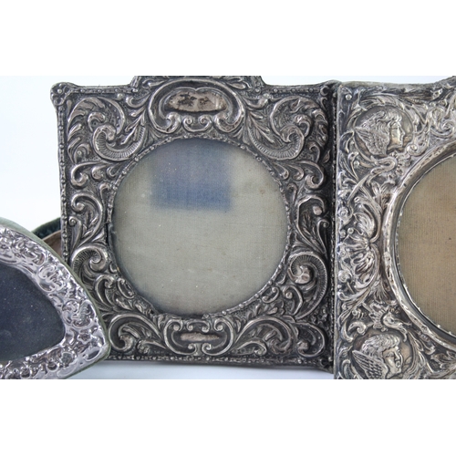 378 - 4 x Antique / Vintage .925 Sterling Silver Small Photograph Frames (284g)