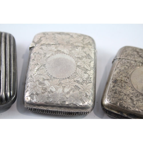 384 - 3 x Antique Victorian .925 Sterling Silver Vesta / Match Cases (91g)