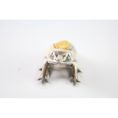 391 - Edwardian 1908 Birmingham Sterling Silver Novelty Frog From Pin Cushion 17g