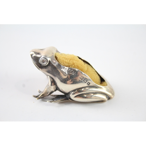 391 - Edwardian 1908 Birmingham Sterling Silver Novelty Frog From Pin Cushion 17g