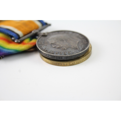 404 - WW1 Medal Pair 57112 Pte G Preston Notts & Derby Regt x 2