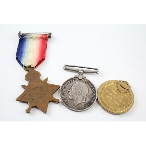 414 - WW1 1914 Mons Star Medal Trio 2283 Pte A.C Cawse 16th London x 3