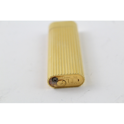 421 - Cartier Paris Gold Plated Pocket Lighter Design Good Spark Untested