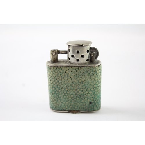 427 - Antique Orlik 1926 Lift-Arm Pocket Lighter W/ Green Shagreen Body