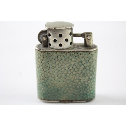 427 - Antique Orlik 1926 Lift-Arm Pocket Lighter W/ Green Shagreen Body