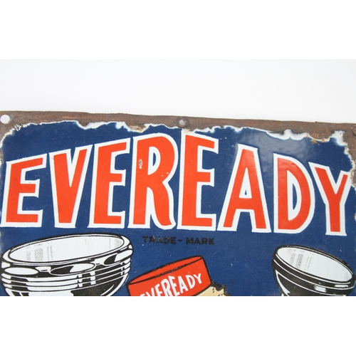 430 - Vintage 1950's 'EVERREADY' Enamel Advertising Sign Flashlight & Battery