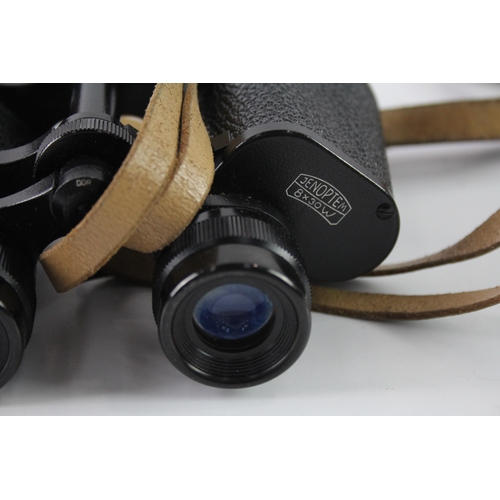 438 - Carl Zeiss Jena Jenoptem 8x30w Binoculars Working w/ Original Case