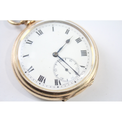 461 - Vintage Selezi Open Face Rolled Gold Pocket Watch Hand-Wind WATCH RUNS