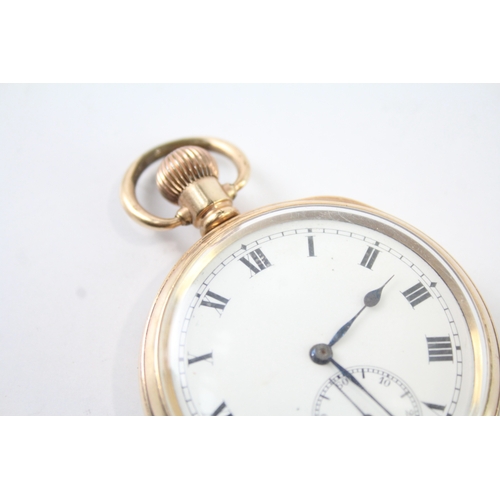 461 - Vintage Selezi Open Face Rolled Gold Pocket Watch Hand-Wind WATCH RUNS