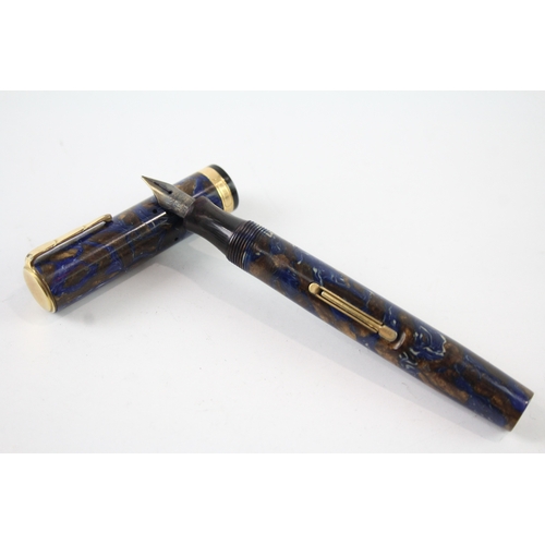 483 - Vintage Waterman Ideal Blue Lacquer Ladies Fountain Pen w/ 14ct Nib WRITING