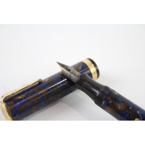 483 - Vintage Waterman Ideal Blue Lacquer Ladies Fountain Pen w/ 14ct Nib WRITING