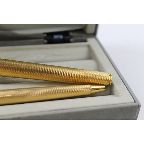 485 - Vintage Parker Premier Gold Plated Fountain Pen w/ 18ct Nib, Ballpoint Etc