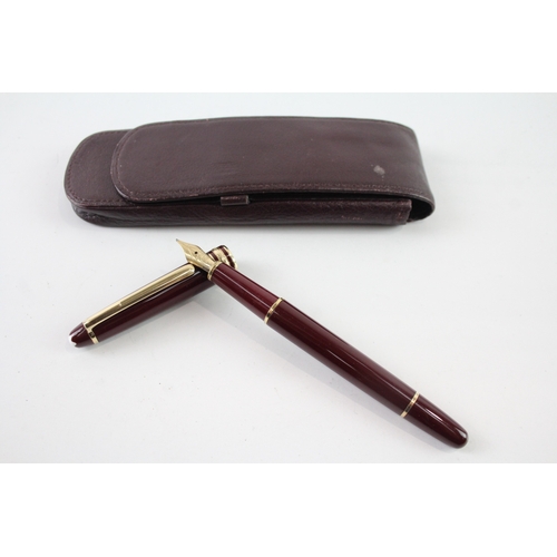 486 - Vintage Monblanc Meisterstuck Burgundy Fountain Pen w/ 14ct White Gold Nib