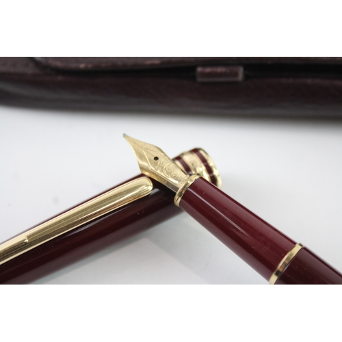 486 - Vintage Monblanc Meisterstuck Burgundy Fountain Pen w/ 14ct White Gold Nib