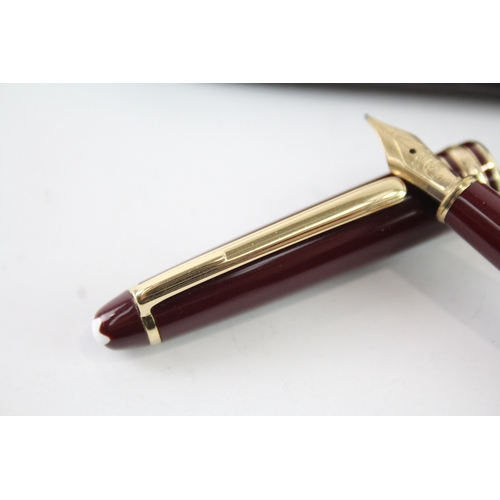 486 - Vintage Monblanc Meisterstuck Burgundy Fountain Pen w/ 14ct White Gold Nib