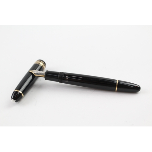 487 - Montblanc Meisterstuck Black Fountain Pen w/ 14ct Gold Nib WRITING