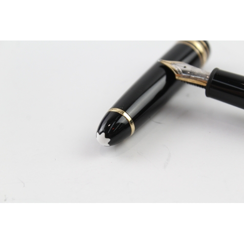 487 - Montblanc Meisterstuck Black Fountain Pen w/ 14ct Gold Nib WRITING