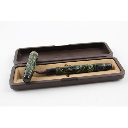 494 - Vintage Parker Televisor Green Fountain Pen w/ 14ct Gold Nib WRITING Boxed